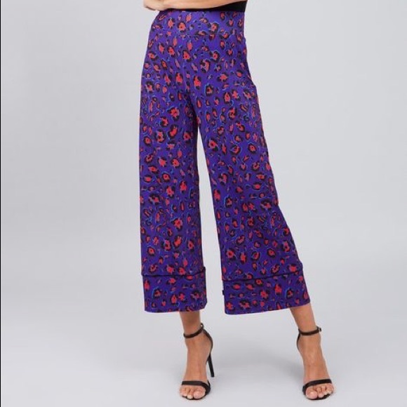 Terez Electric Cheetah Wide Leg Pants Blue Purple - Picture 3 of 16